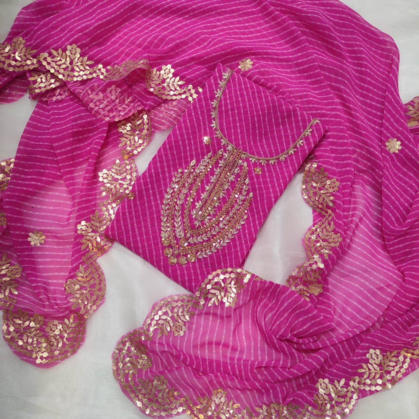 Pure Georgette Gota patti work Unstitched Suit