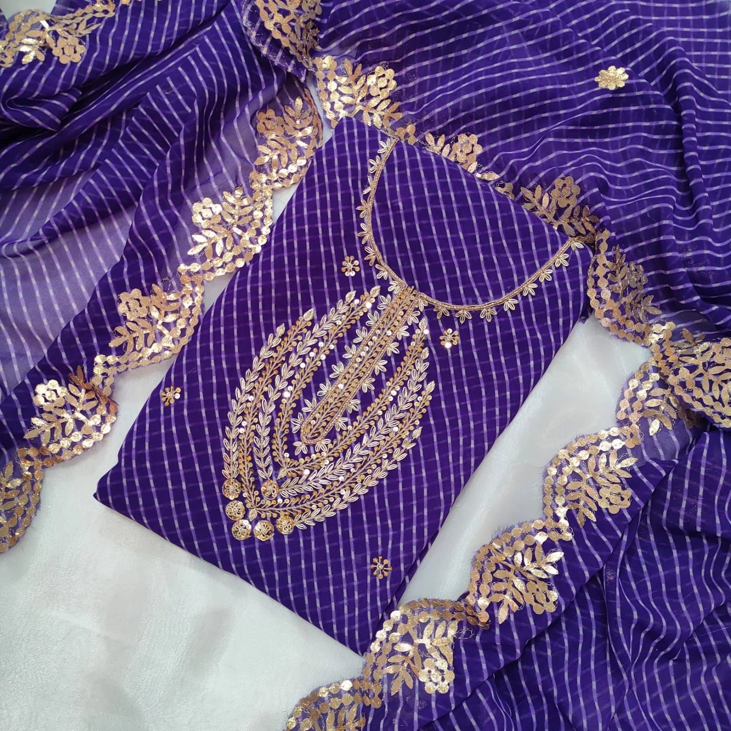 Pure Georgette Gota patti work Unstitched Suit