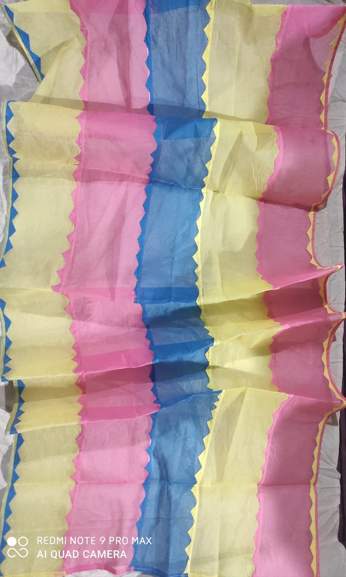 Pure Organdy Cotton Multi-color Applique Work Dupatta