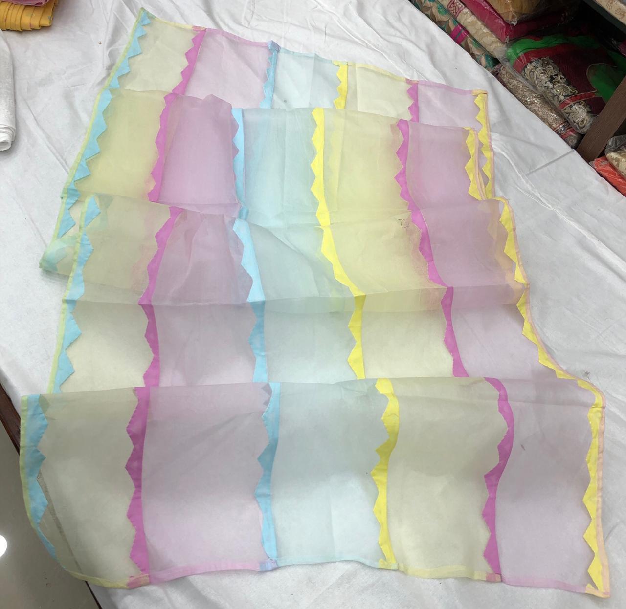 Pure Organdy Cotton Multi-color Applique Work Dupatta