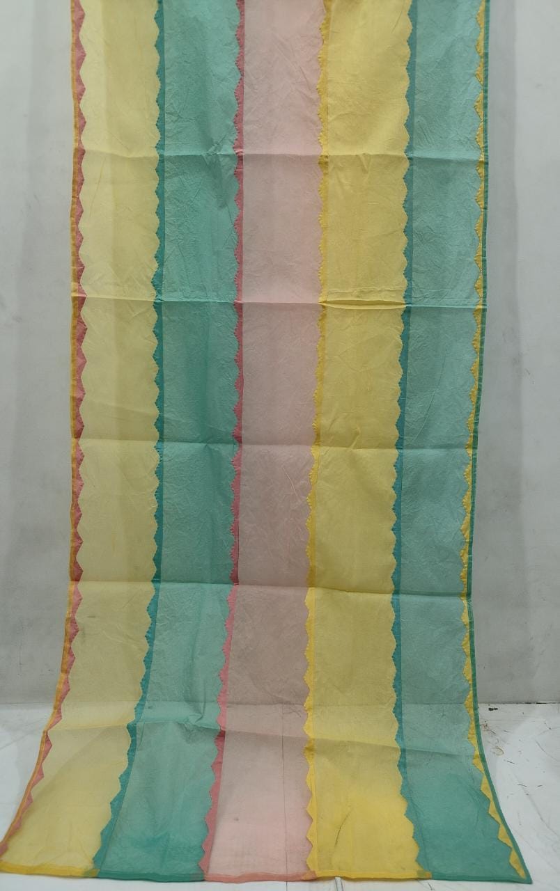 Pure Organdy Cotton Multi-color Applique Work Dupatta