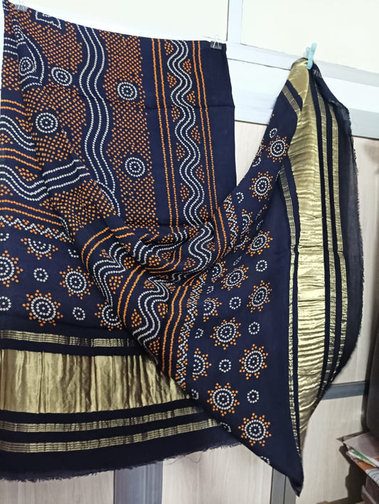 Pure Modal Silk Bandhej Work Tissue Pallu Dupatta