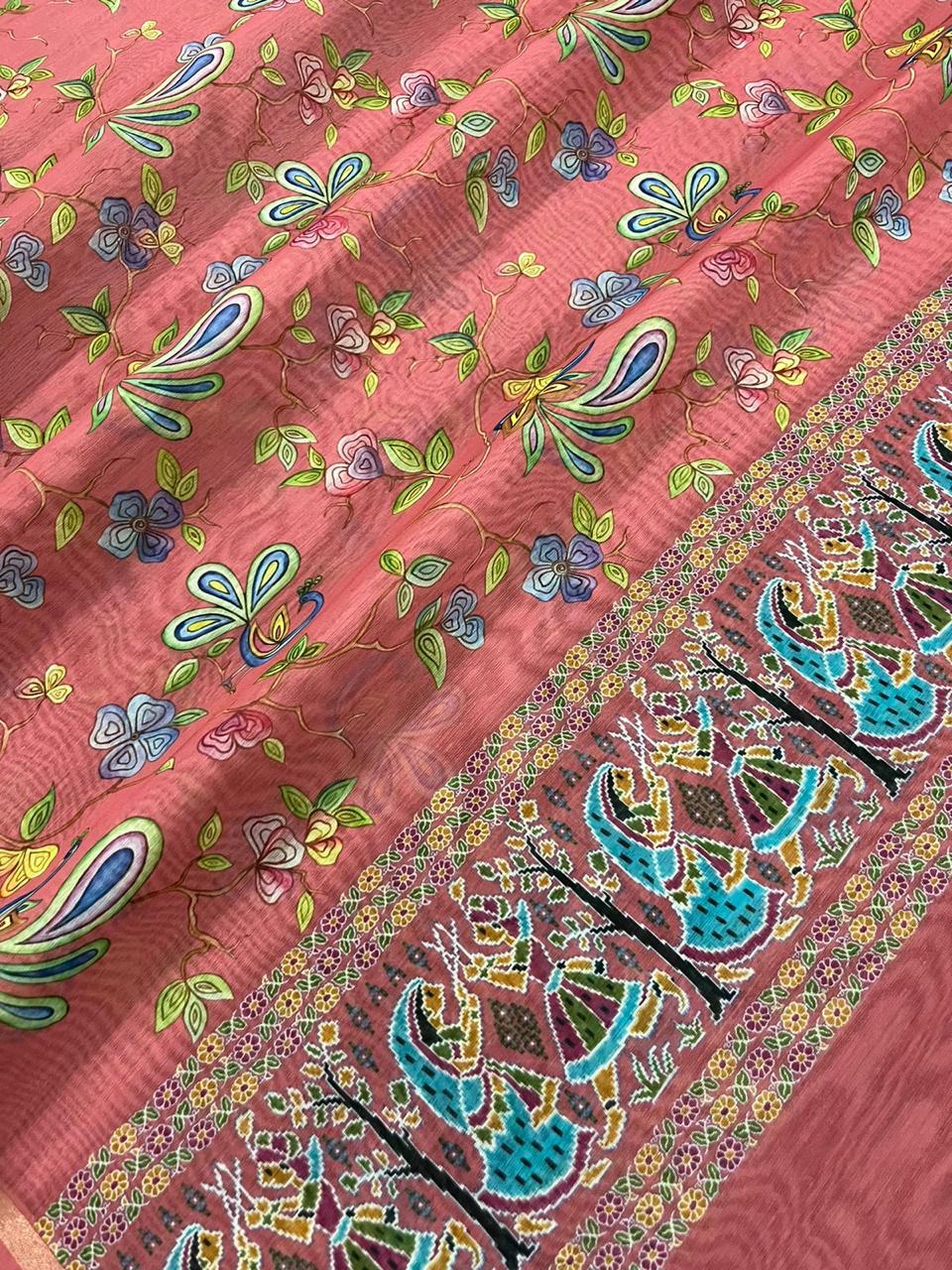 Pure Banarasi Chanderi Silk Pichwai Work Dupatta