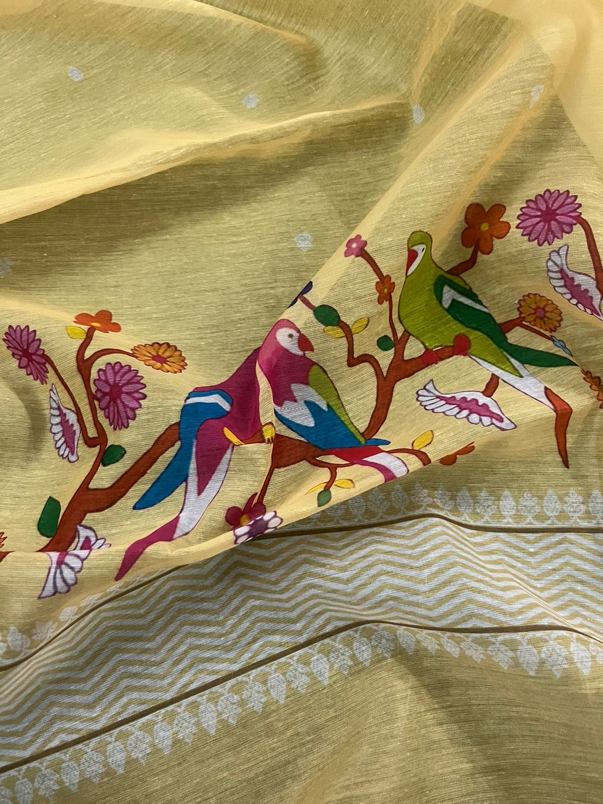 Pure Banarasi Chanderi Silk Pichwai Work Dupatta