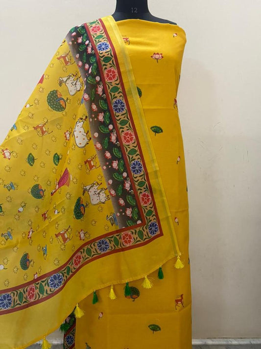 Pure Banarasi Chanderi Silk Pichwai Work Dupatta