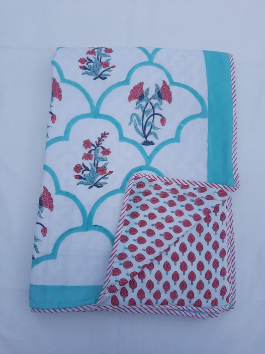 Hand Block Double Sided Print AC Quilt | SINGLE BED |