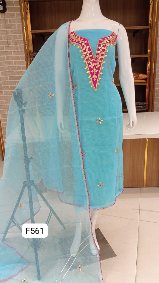Beautiful Gota Patti Work Kota doria Unstitched Suit