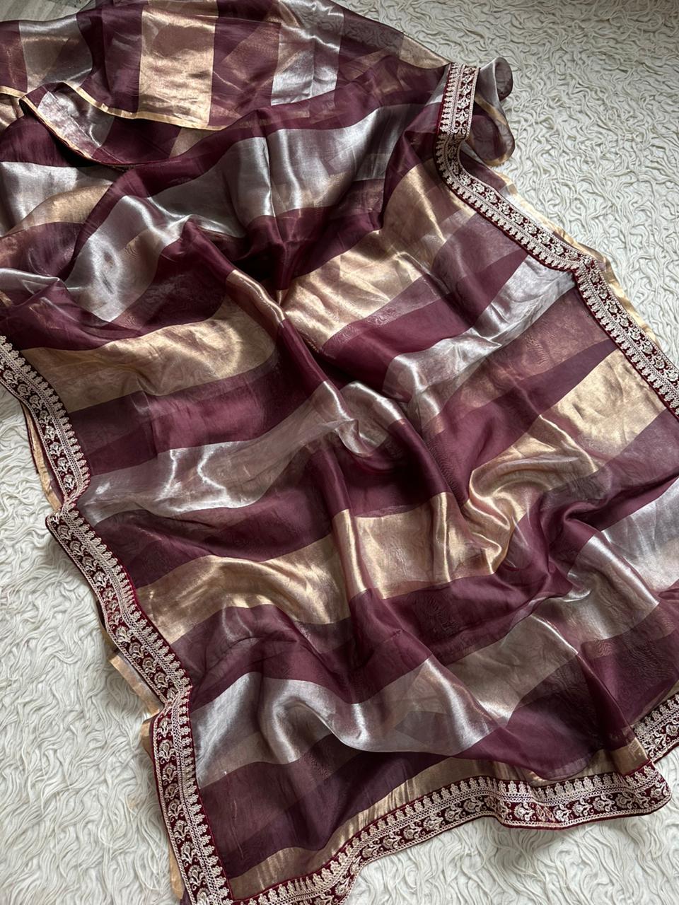 Banarasi Tissue Silk Saree With lace work border