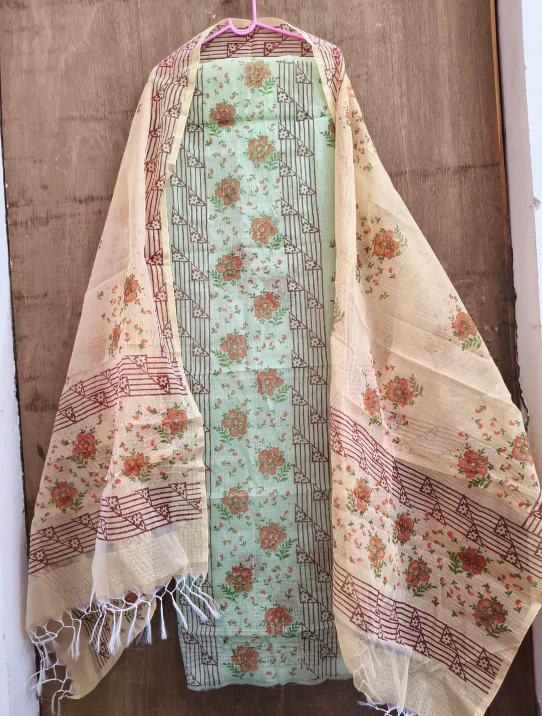Beautiful kota cotton block print 2 Pic Unstitched suit