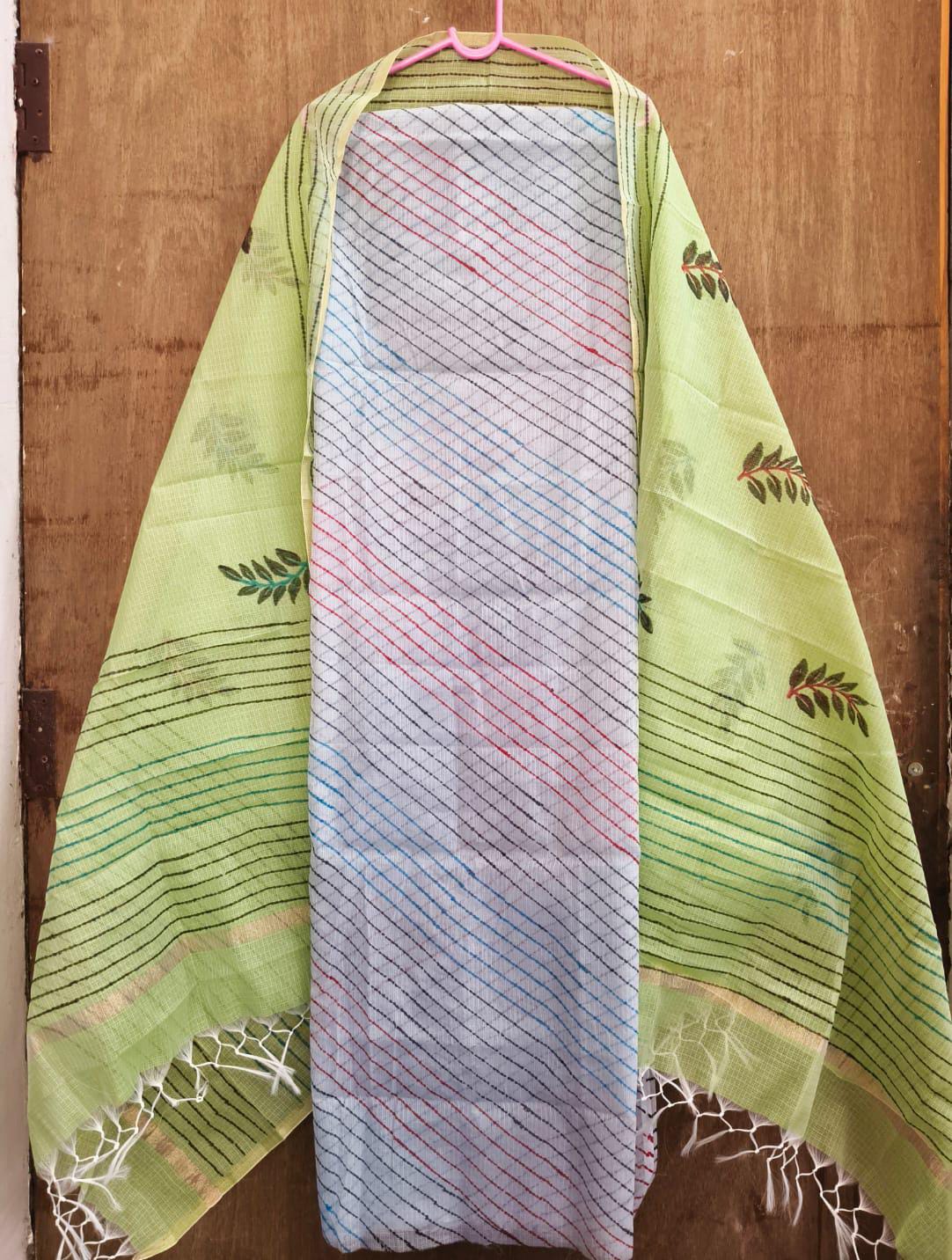 Beautiful kota cotton block print 2 Pic Unstitched suit