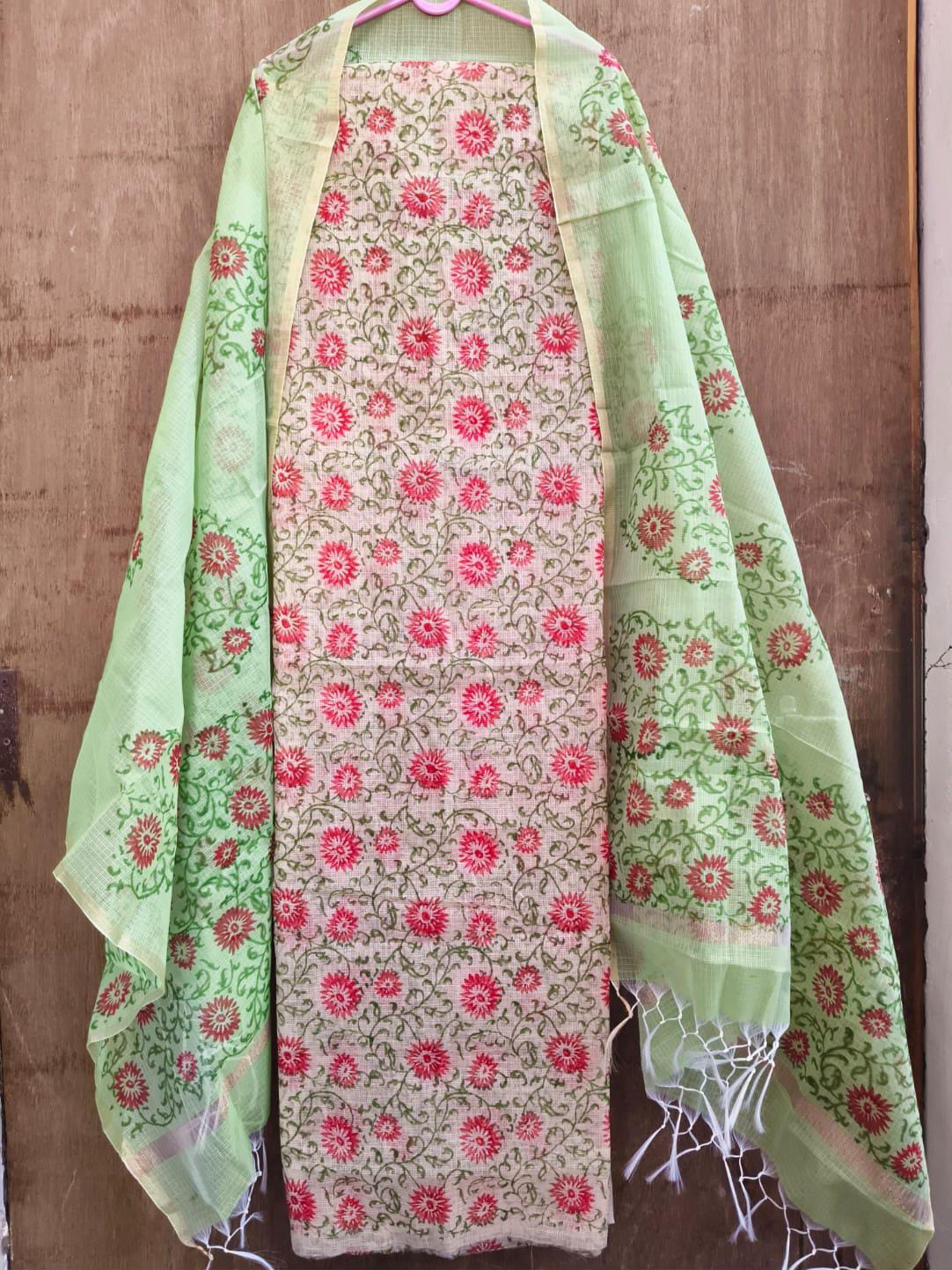 Beautiful kota cotton block print 2 Pic Unstitched suit
