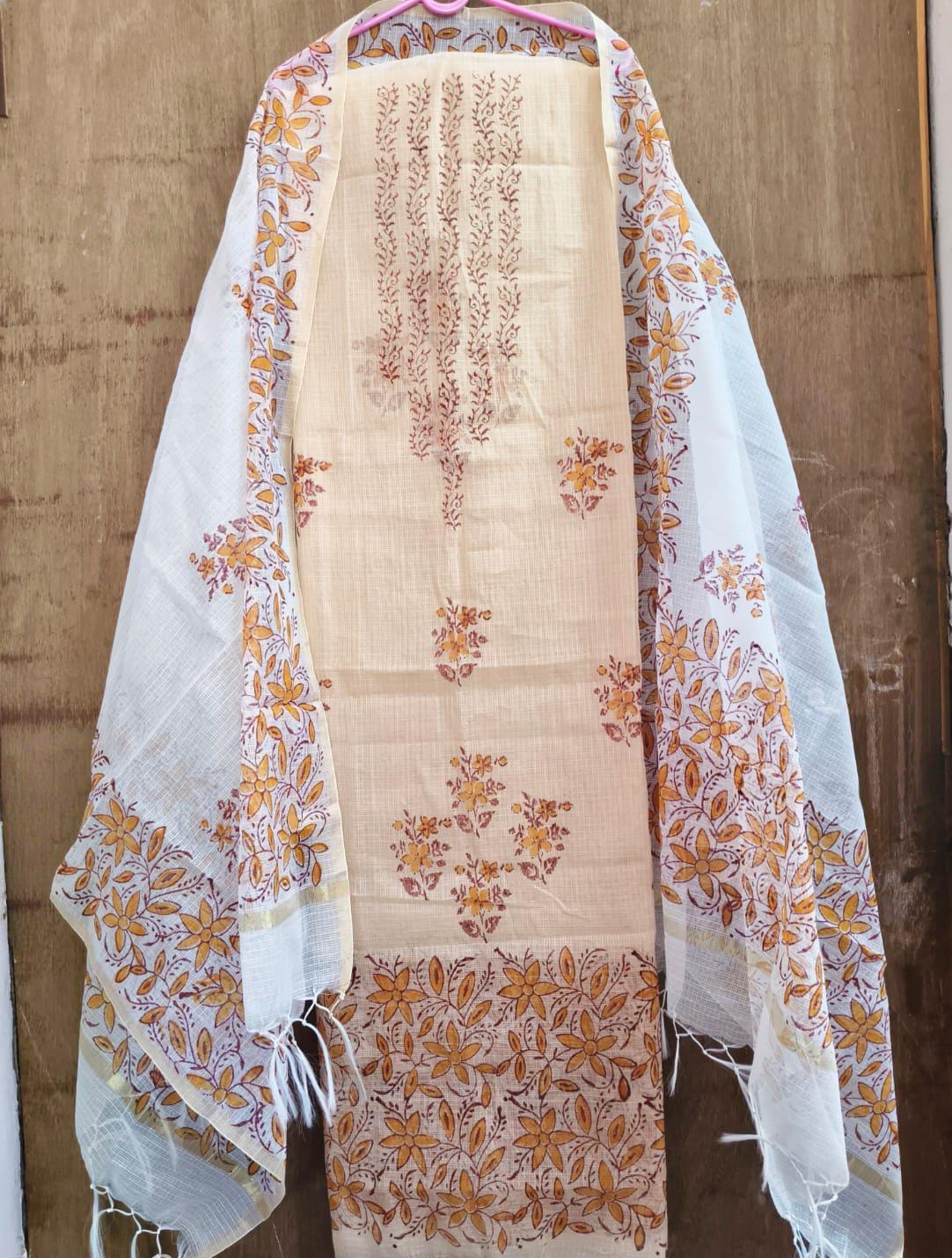 Beautiful kota cotton block print 2 Pic Unstitched suit