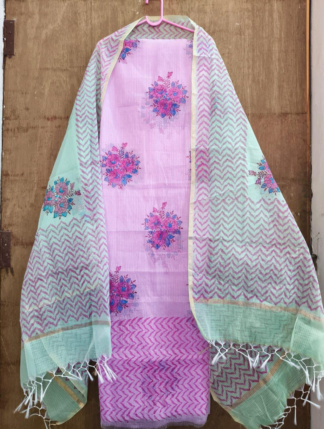 Beautiful kota cotton block print 2 Pic Unstitched suit