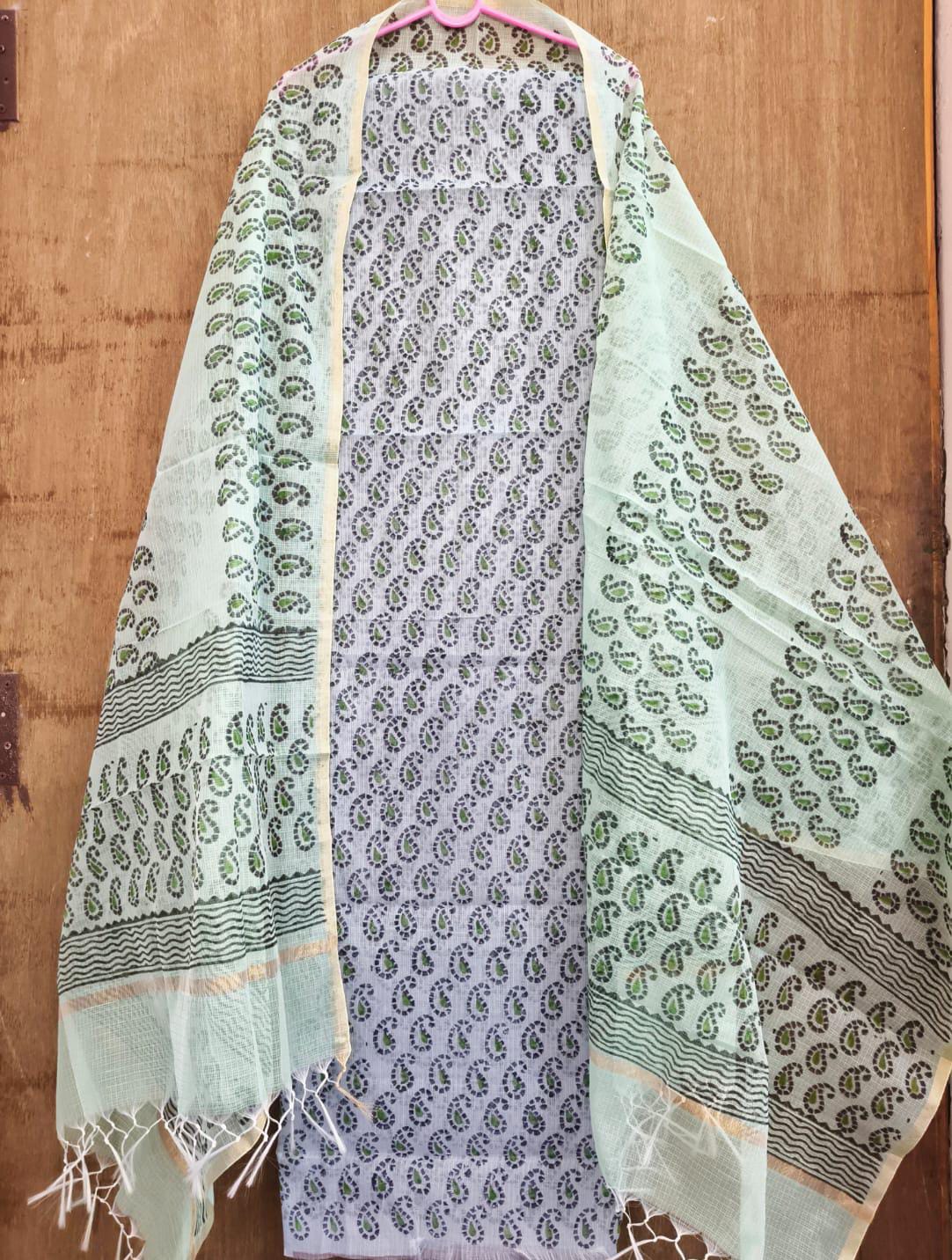 Beautiful kota cotton block print 2 Pic Unstitched suit