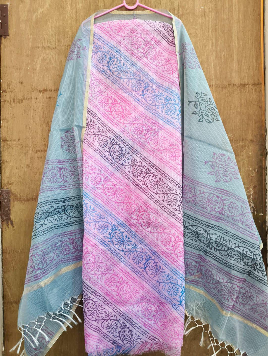 Beautiful kota cotton block print 2 Pic Unstitched suit