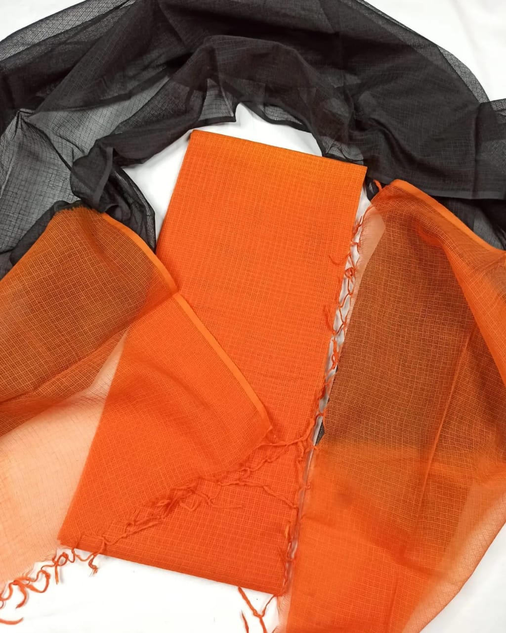 Pure Kota-Doria Unstitched Suit with tye dye work