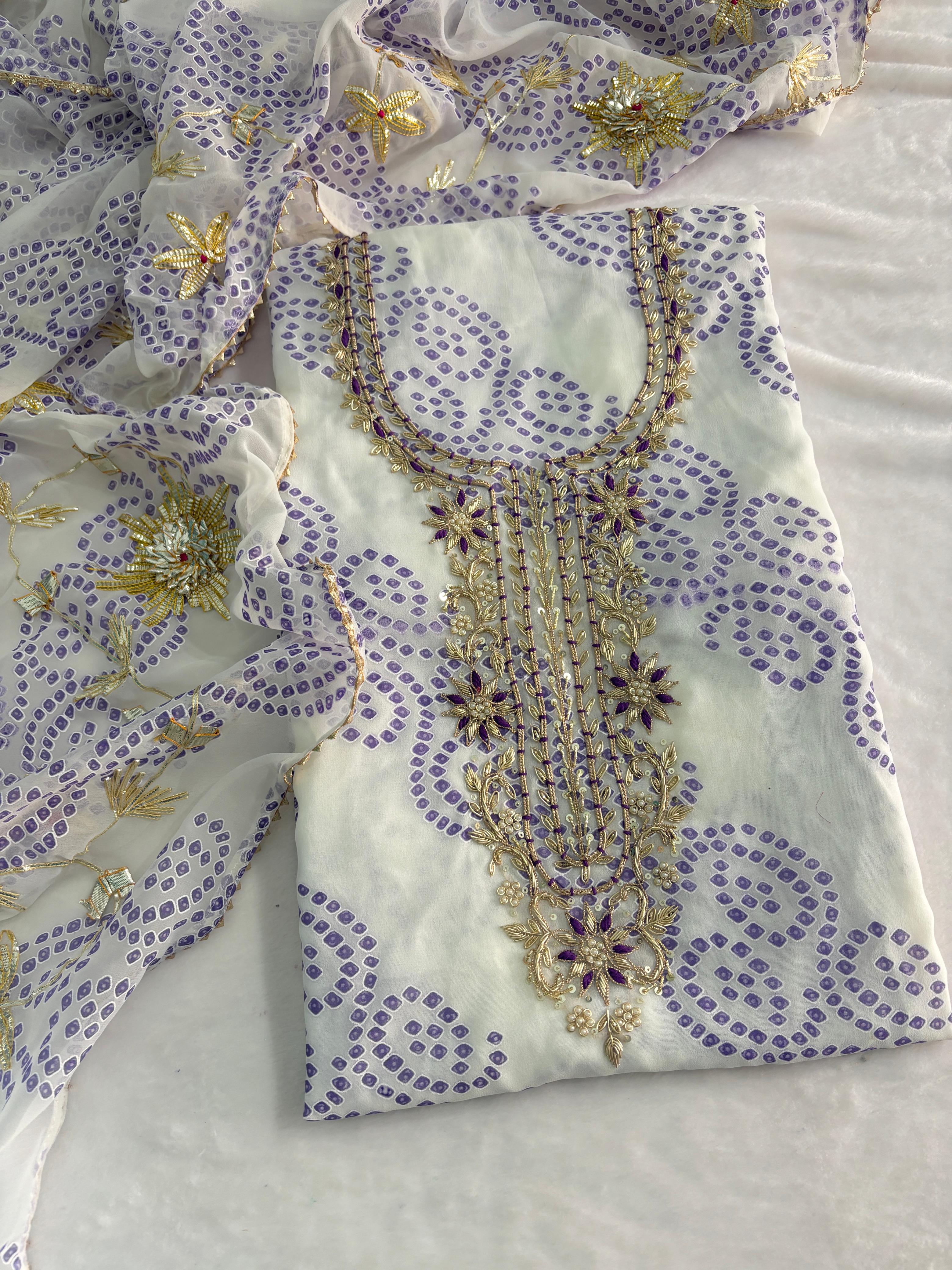 Designer Georgette Suit Set with Gota Patti Work