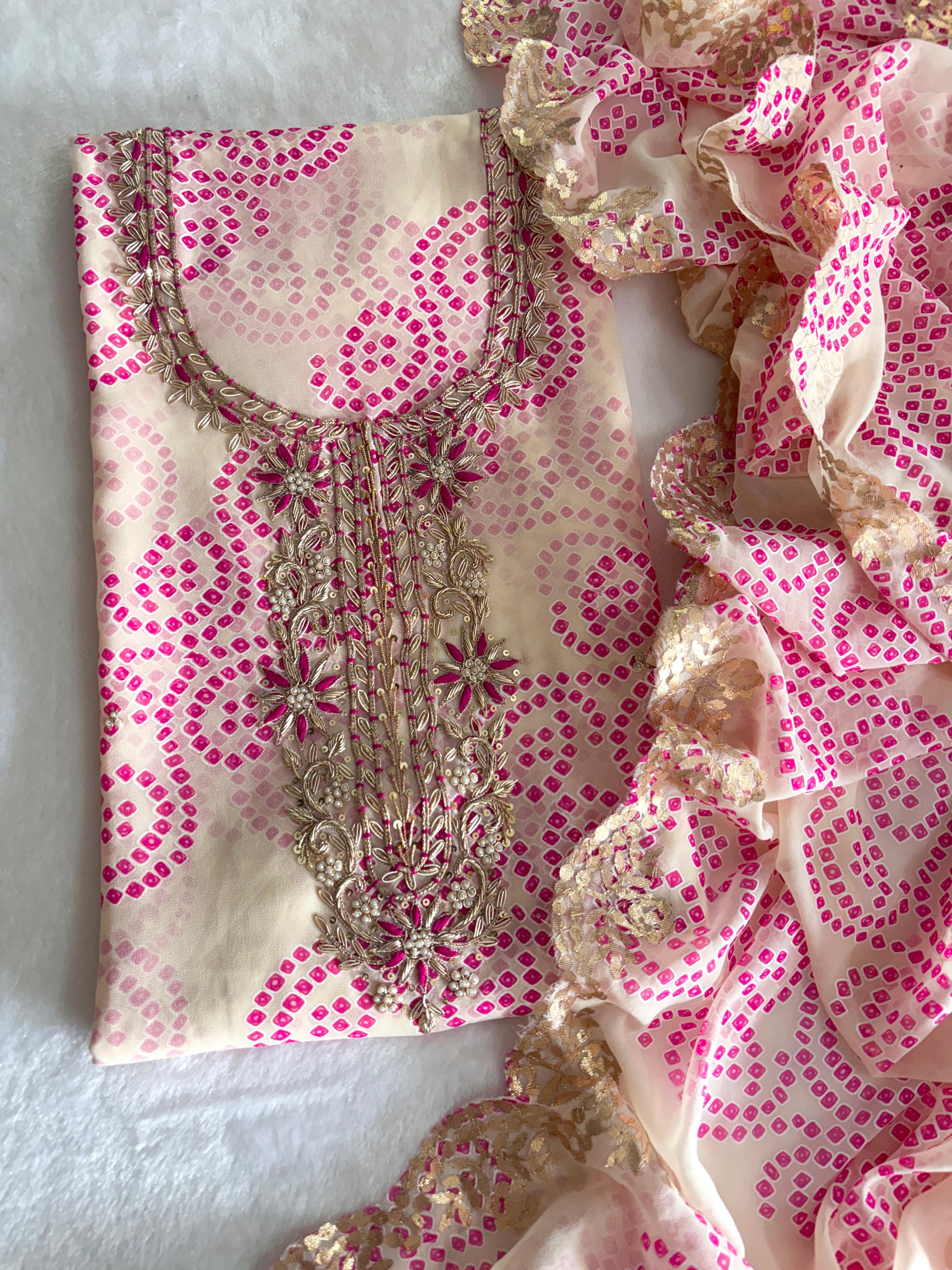 Designer Georgette Suit Set with Gota Patti Work