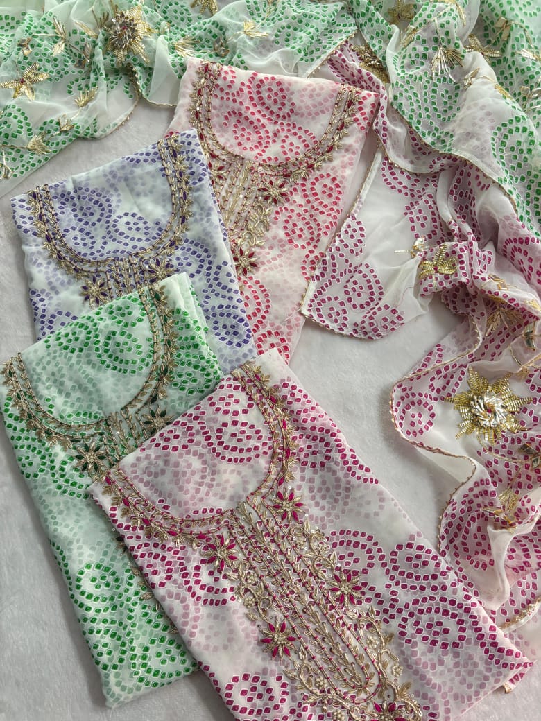 Designer Georgette Suit Set with Gota Patti Work