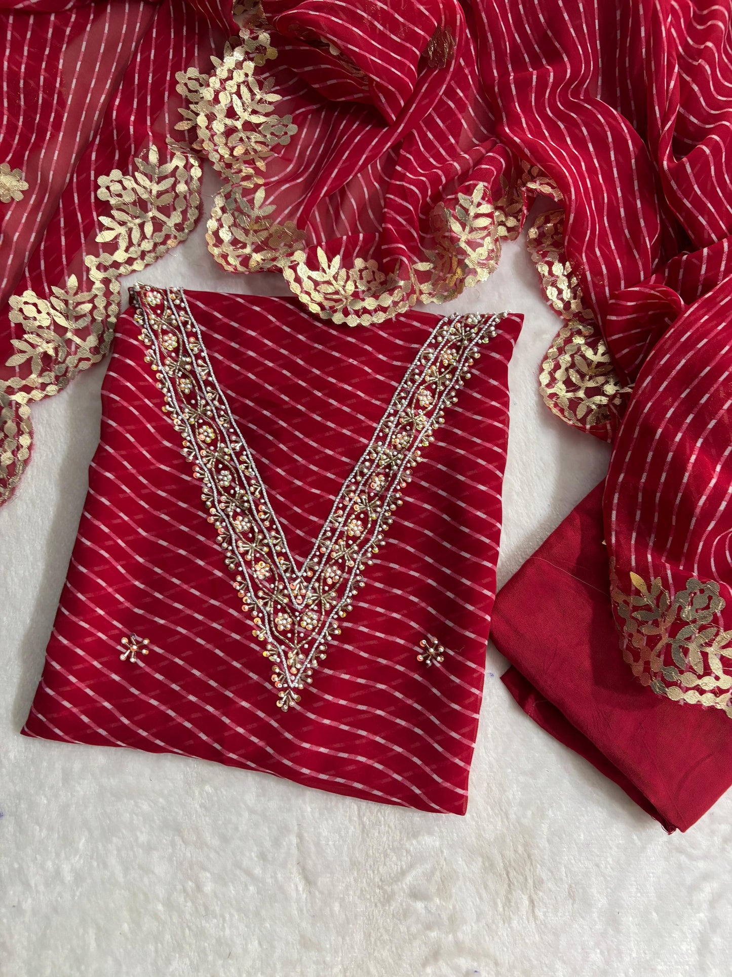 Designer Georgette Suit Set with Gota Patti Work