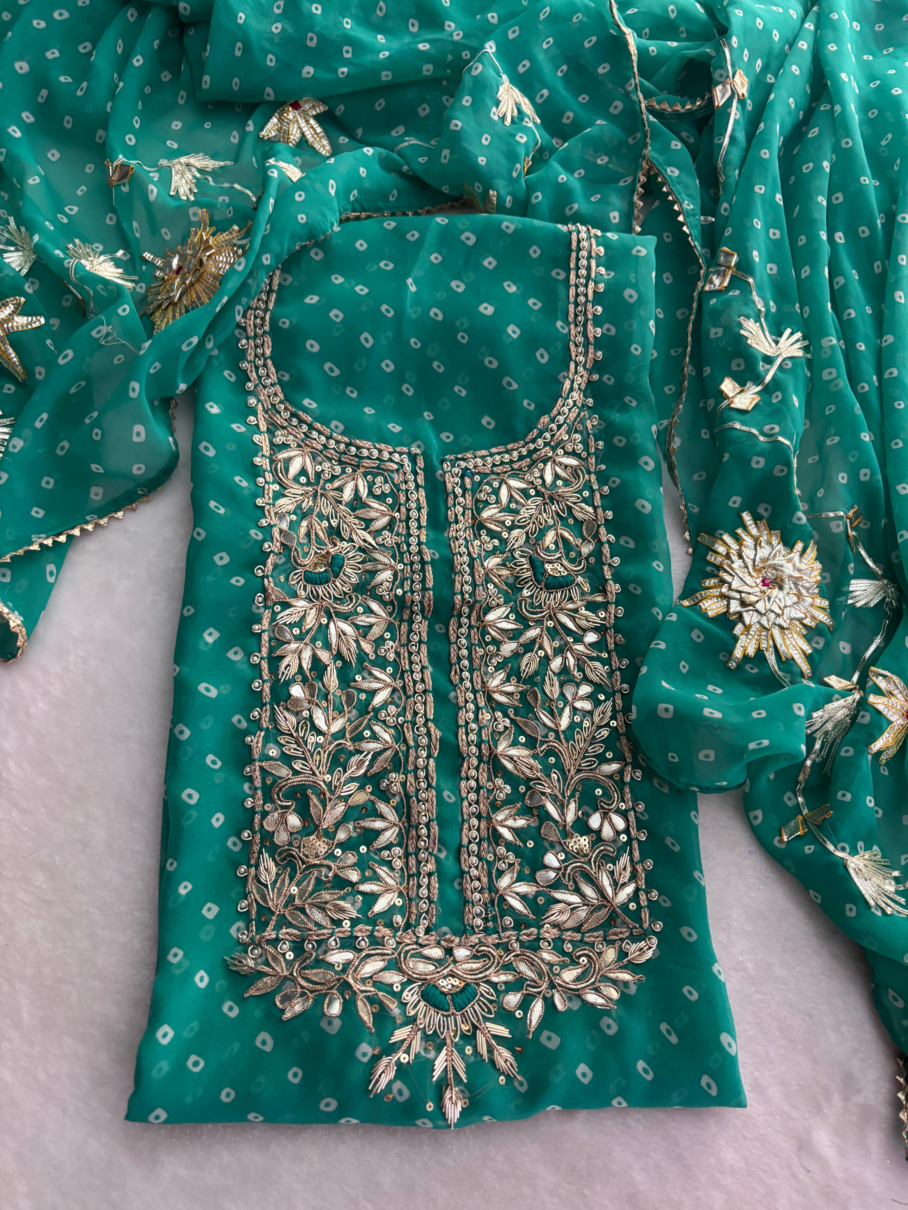 Designer Georgette Suit Set with Gota Patti Work