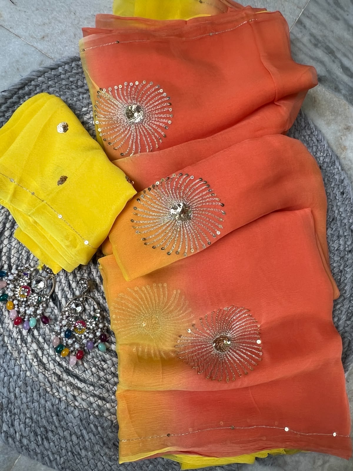 Pure Chiffon Saree with Elegant Sequin  Work