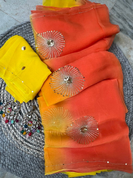 Pure Chiffon Saree with Elegant Sequin  Work