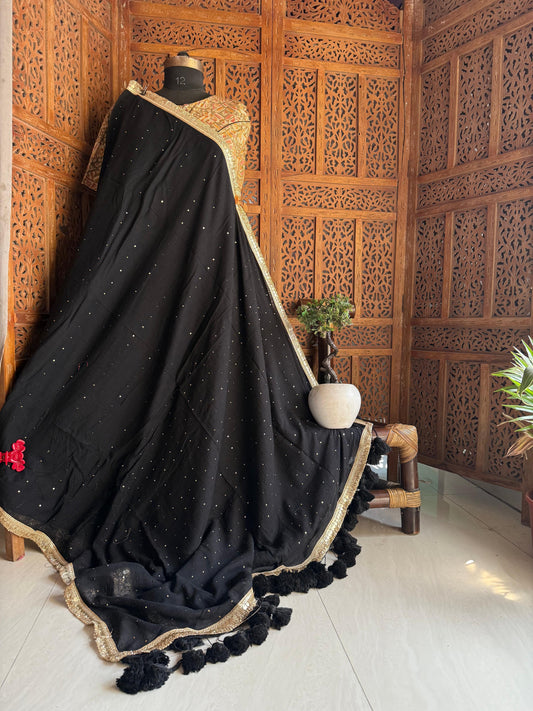 Pure Mulmul Cotton Sequence Saree with Designer Border