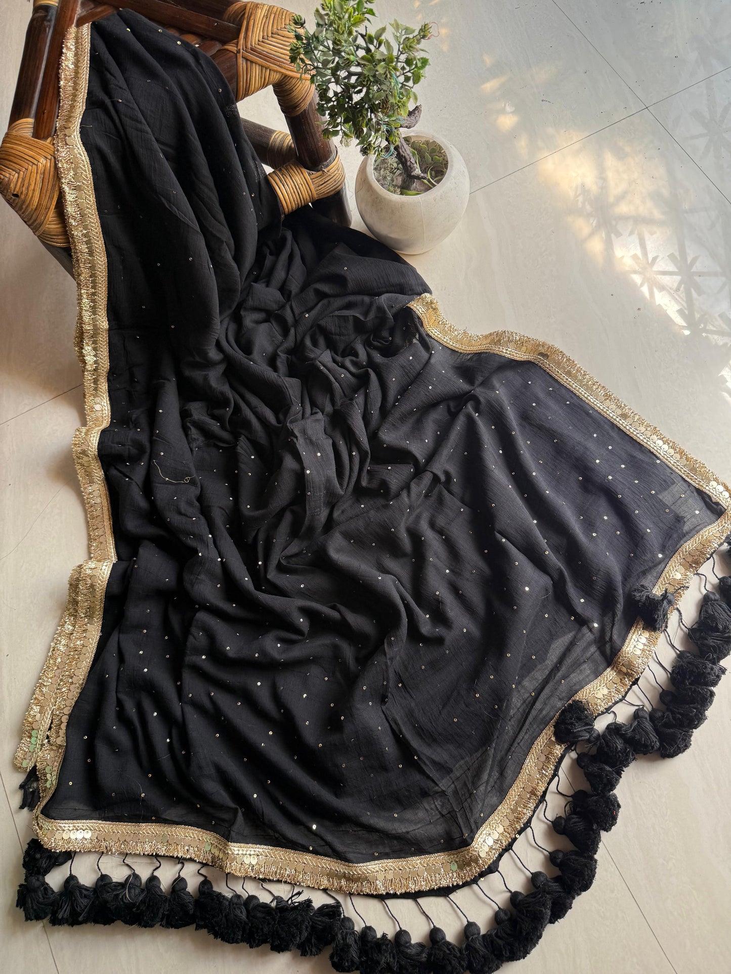 Pure Mulmul Cotton Sequence Saree with Designer Border
