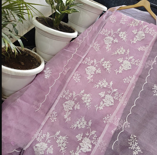 Premium Kota Doria Soft Cotton 3 Pic Unstitched Salwar Suit with Embroidered Dupatta