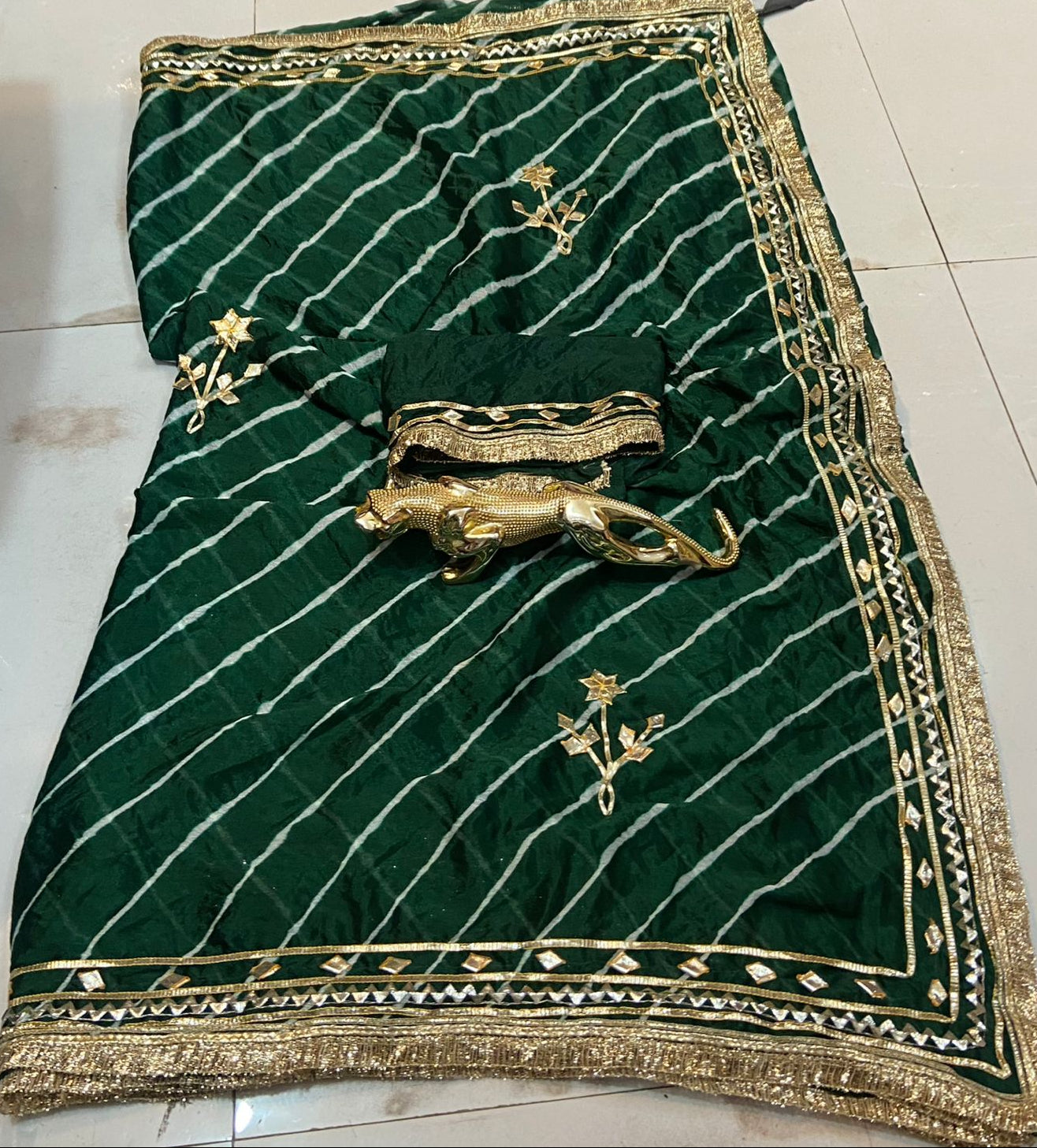 Desinger Georgette Leheriya Pattern Saree With Blouse