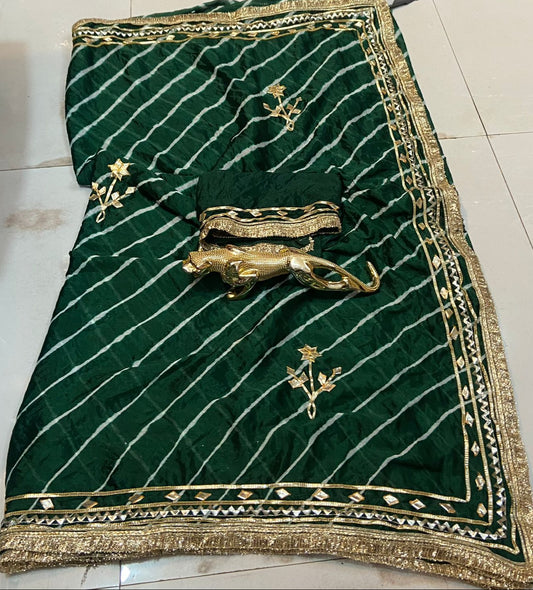 Desinger Georgette Leheriya Pattern Saree With Blouse