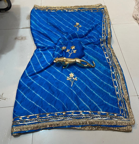 Desinger Georgette Leheriya Pattern Saree With Blouse
