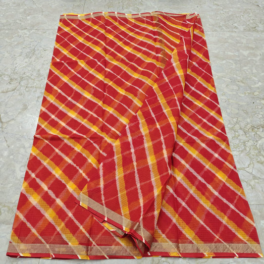 Pure Cotton Kota Leheriya Work Saree With Blouse