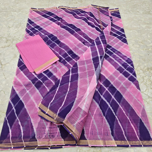 Pure Cotton Kota Leheriya Work Saree With Blouse