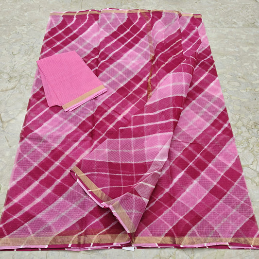 Pure Cotton Kota Leheriya Work Saree With Blouse