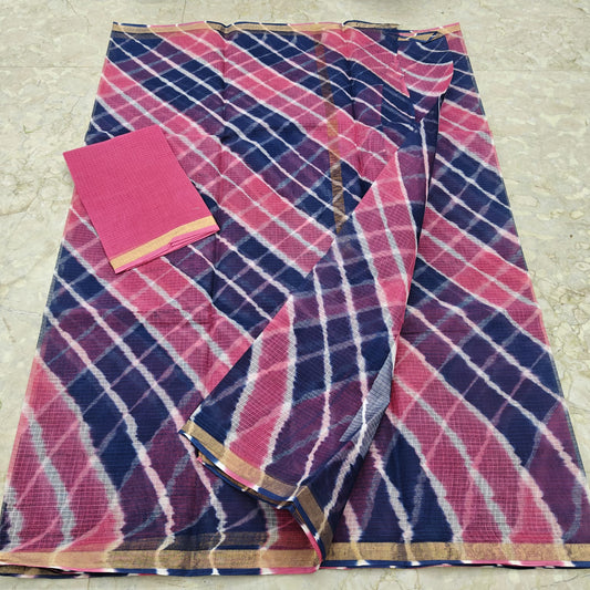 Pure Cotton Kota Leheriya Work Saree With Blouse