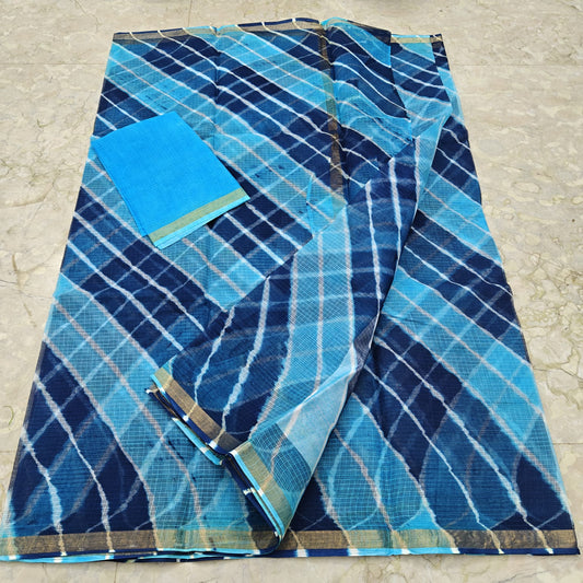 Pure Cotton Kota Leheriya Work Saree With Blouse
