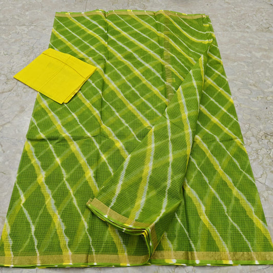 Pure Cotton Kota Leheriya Work Saree With Blouse