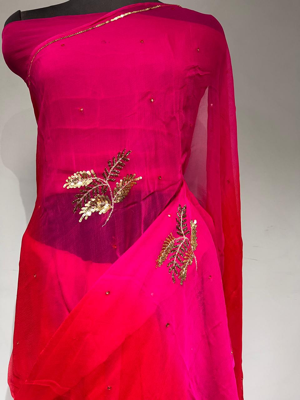 Pure Jaipuri Chiffon Saree