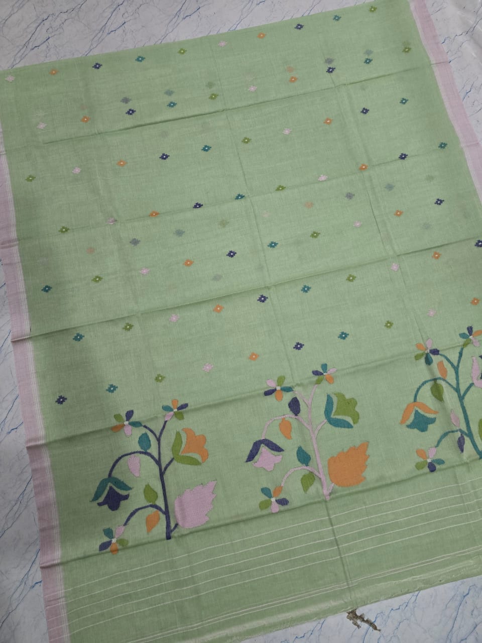 Pure Cotton needle work jamdani Saree