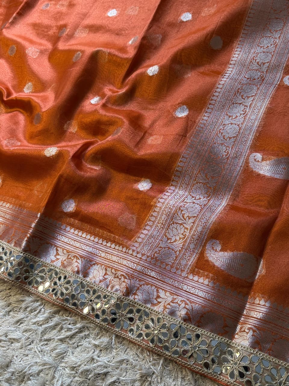 Banarasi Glass tissue silk saree with  lace work
