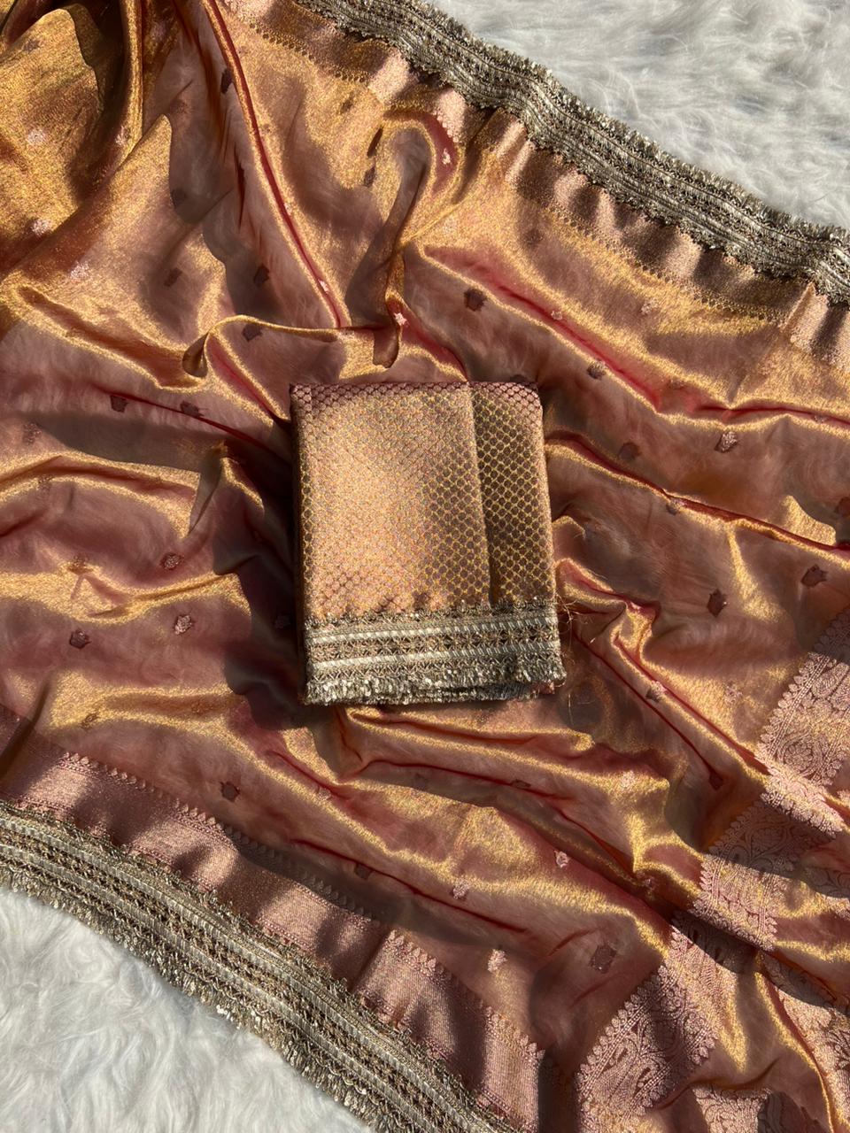 Banarasi Tissue Silk Saree With lace work border