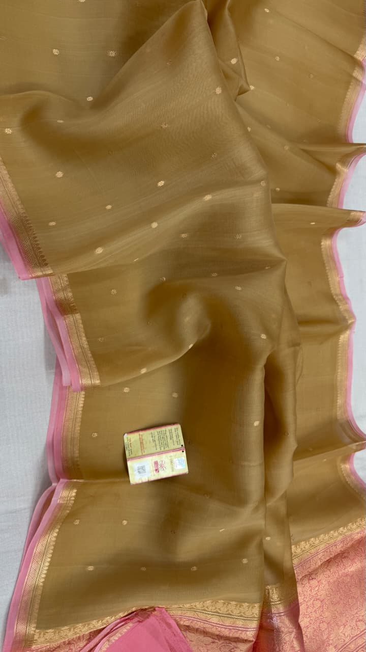 Pure Handloom banarasi  kora Silk Saree With Blouse