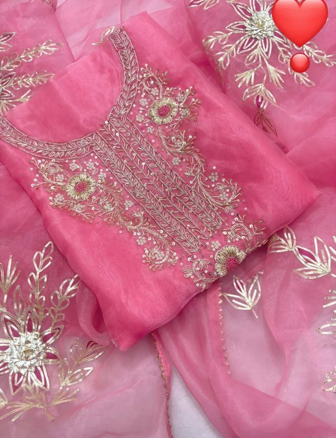 Organza Hand Work Unstitched Suit