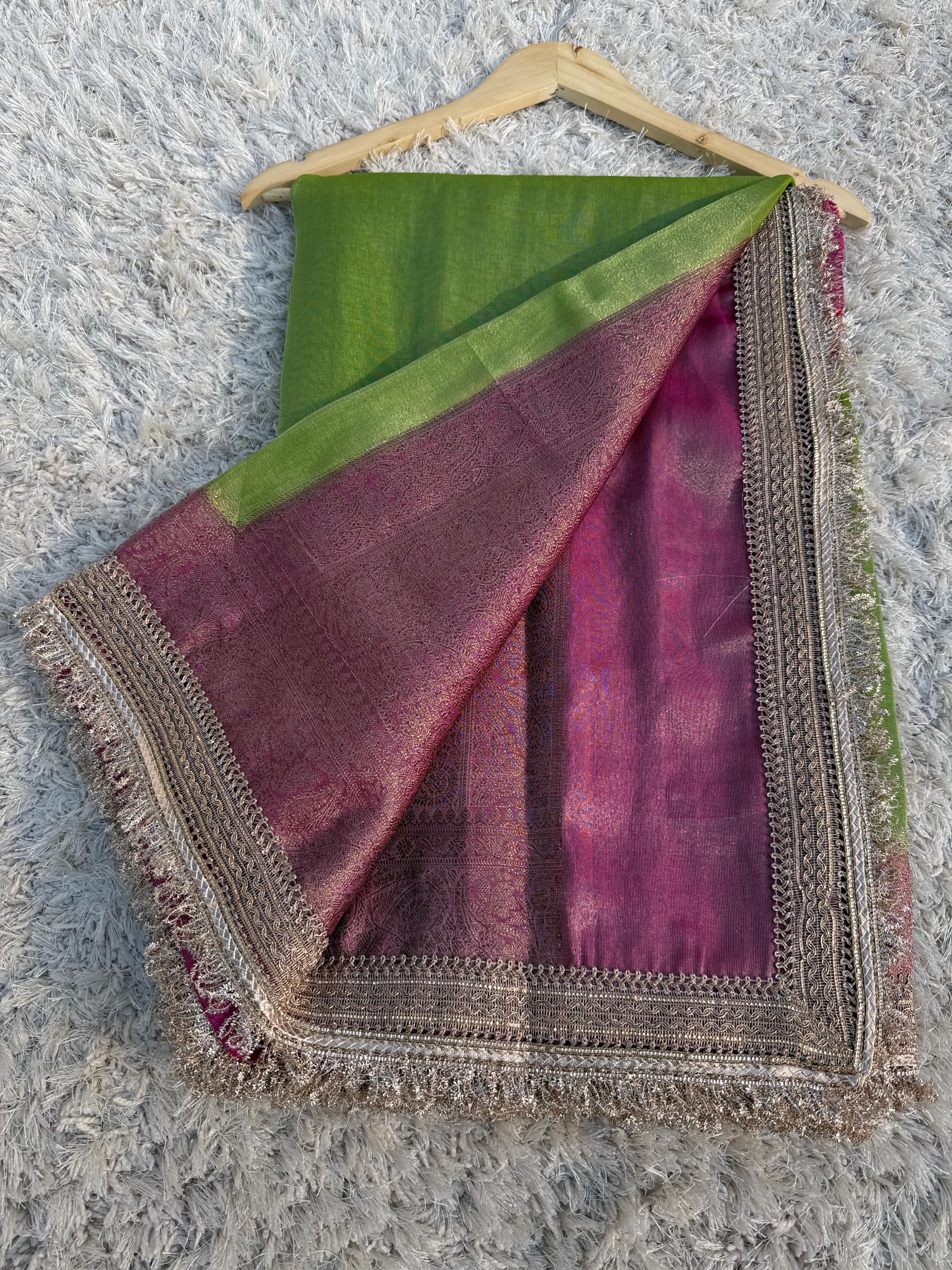 Banarasi Tissue Silk Saree With lace work border