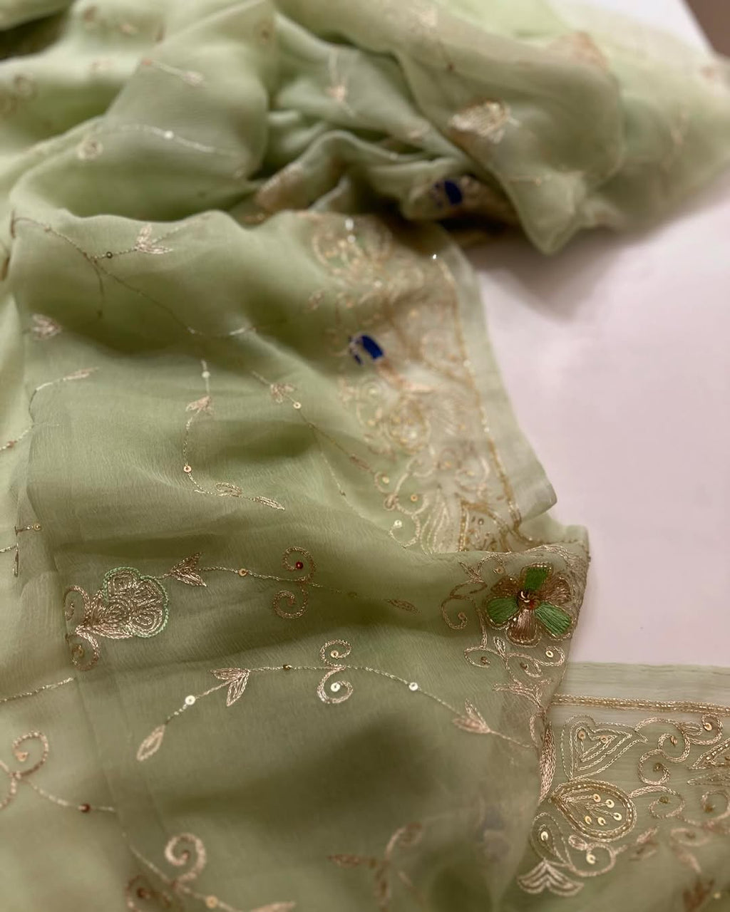 Pure Jaipuri Chiffon Jaal Work Saree With Beautiful Rajputi look and Running Blouse