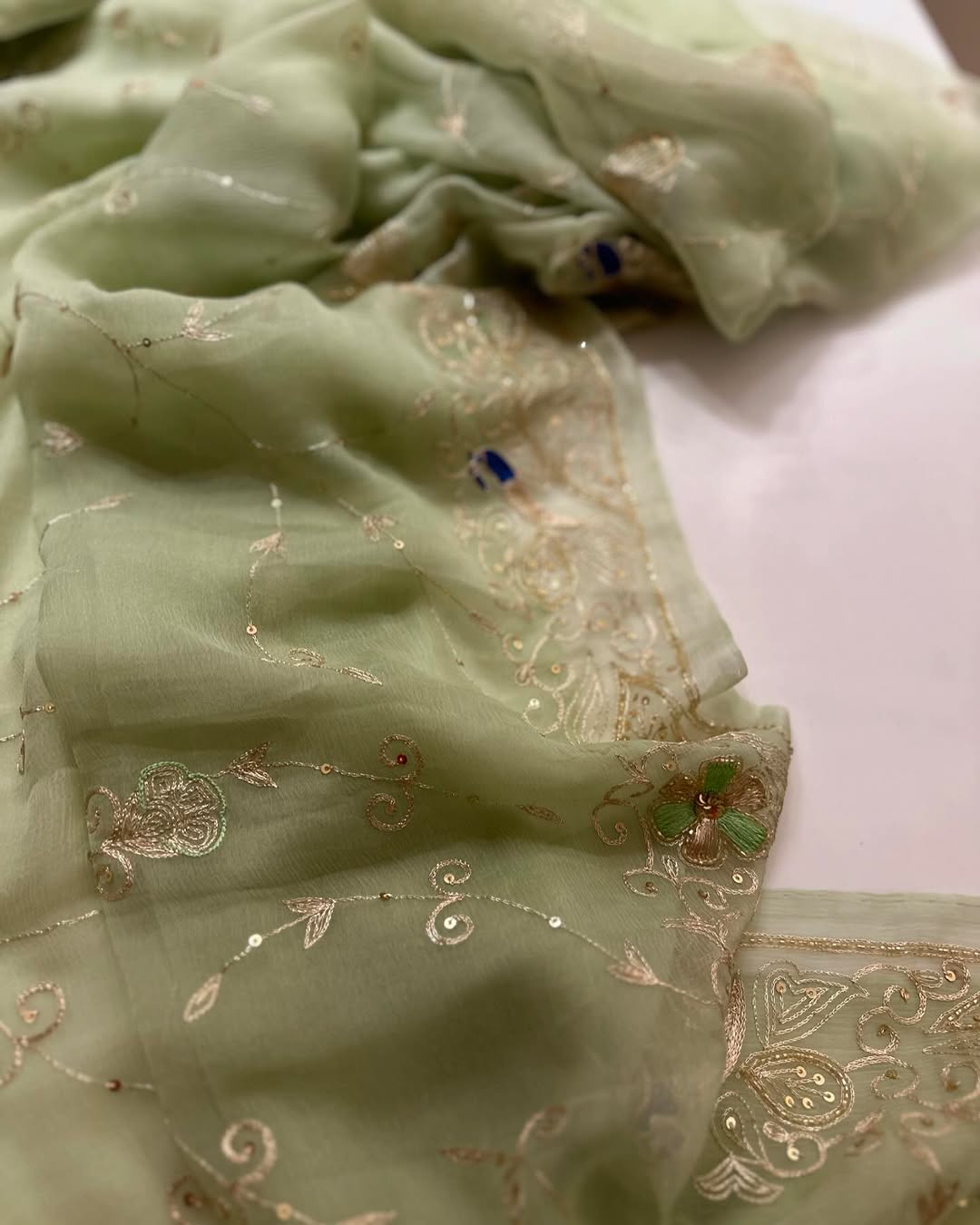 Pure Jaipuri Chiffon Jaal Work Saree With Beautiful Rajputi look and Running Blouse