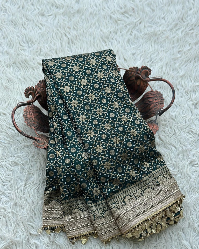 Banarasi Semi Katan Georgette Bandhani Soft Silk Saree