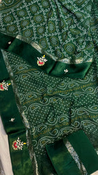 Pure georgette  Bandhej gota patti saree